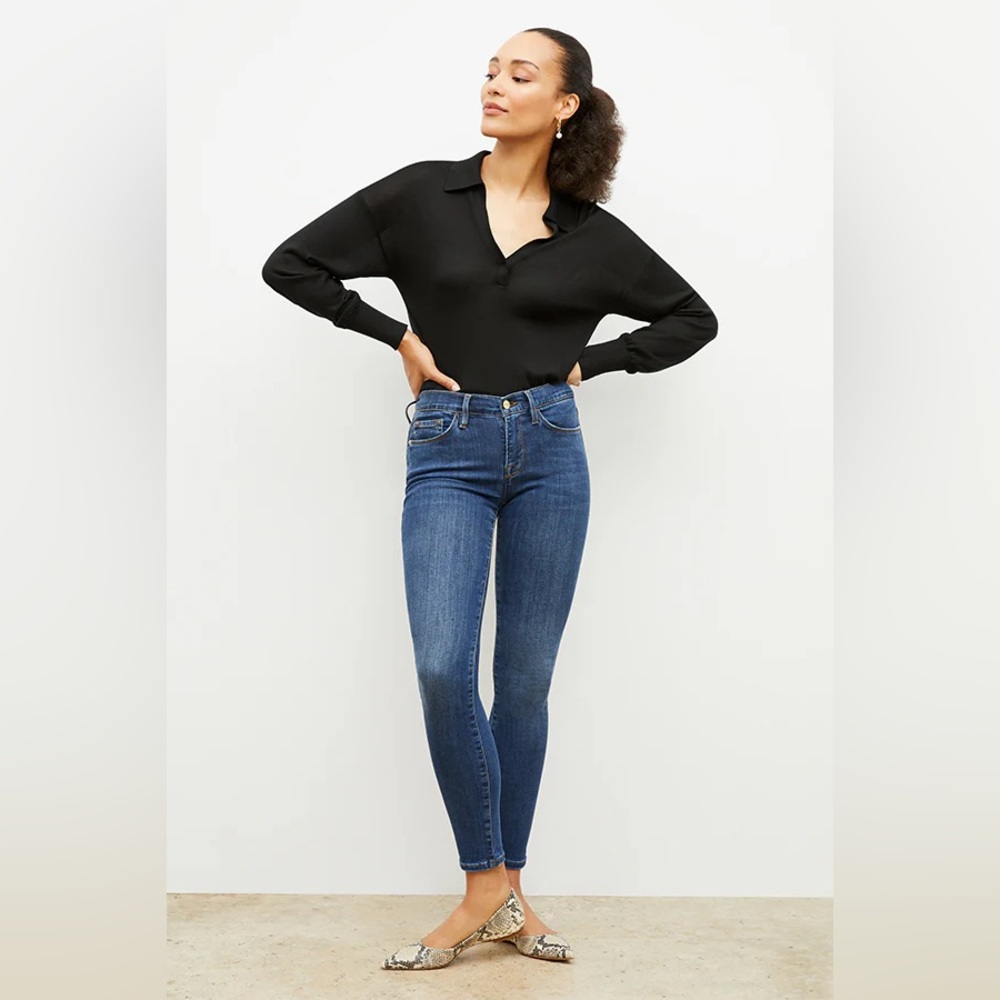 Frame Le Skinny de Jeanne Medium Wash Crop Jeans Bonhill Wash